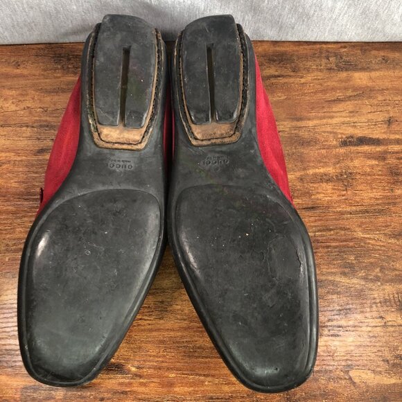 Gucci Women's SZ 10.5 B Red Wine Suede Slip On Driving Loafers Horsebit  Shoes - Picture 10 of 11